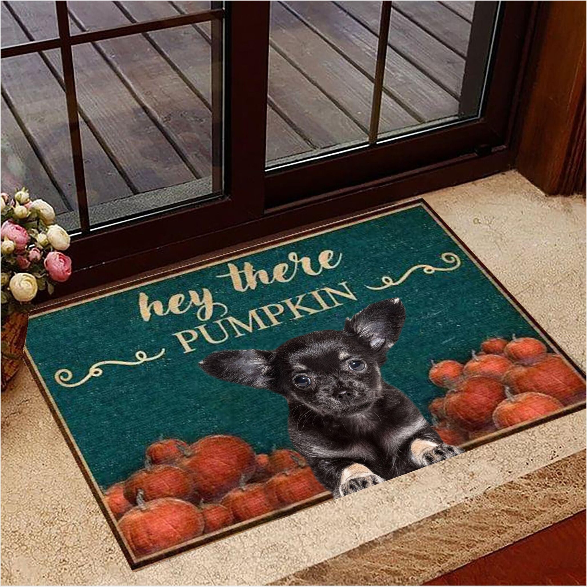 Chihuahua Hey There Pumpkin Doormat Autumn Doormat Gifts For Chihuahua Lovers Gifts For Fans-1