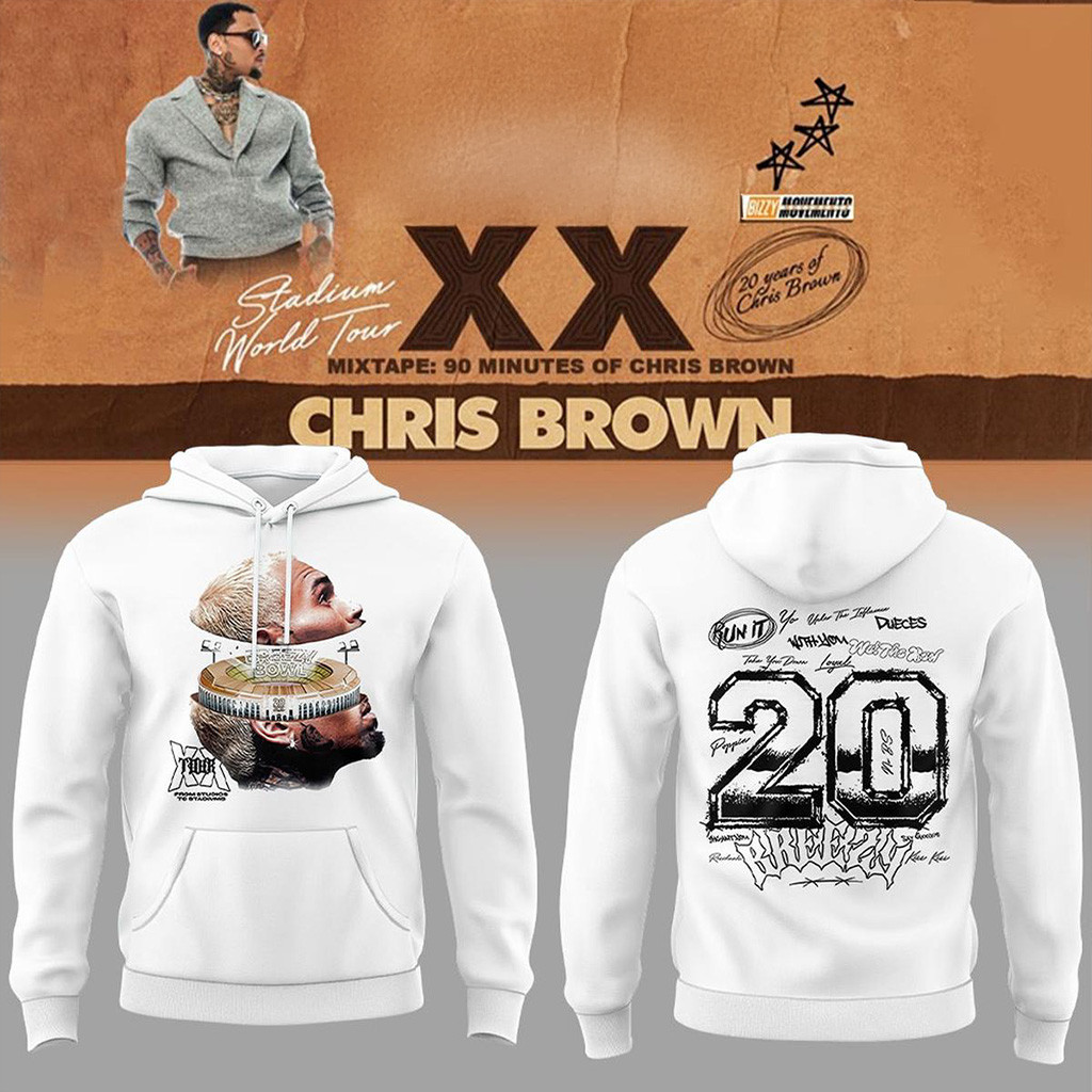 Chris Brown 20 Years Breezy Bowl Hoodie Shirt Chris Brown Merch Gifts For Fans-1