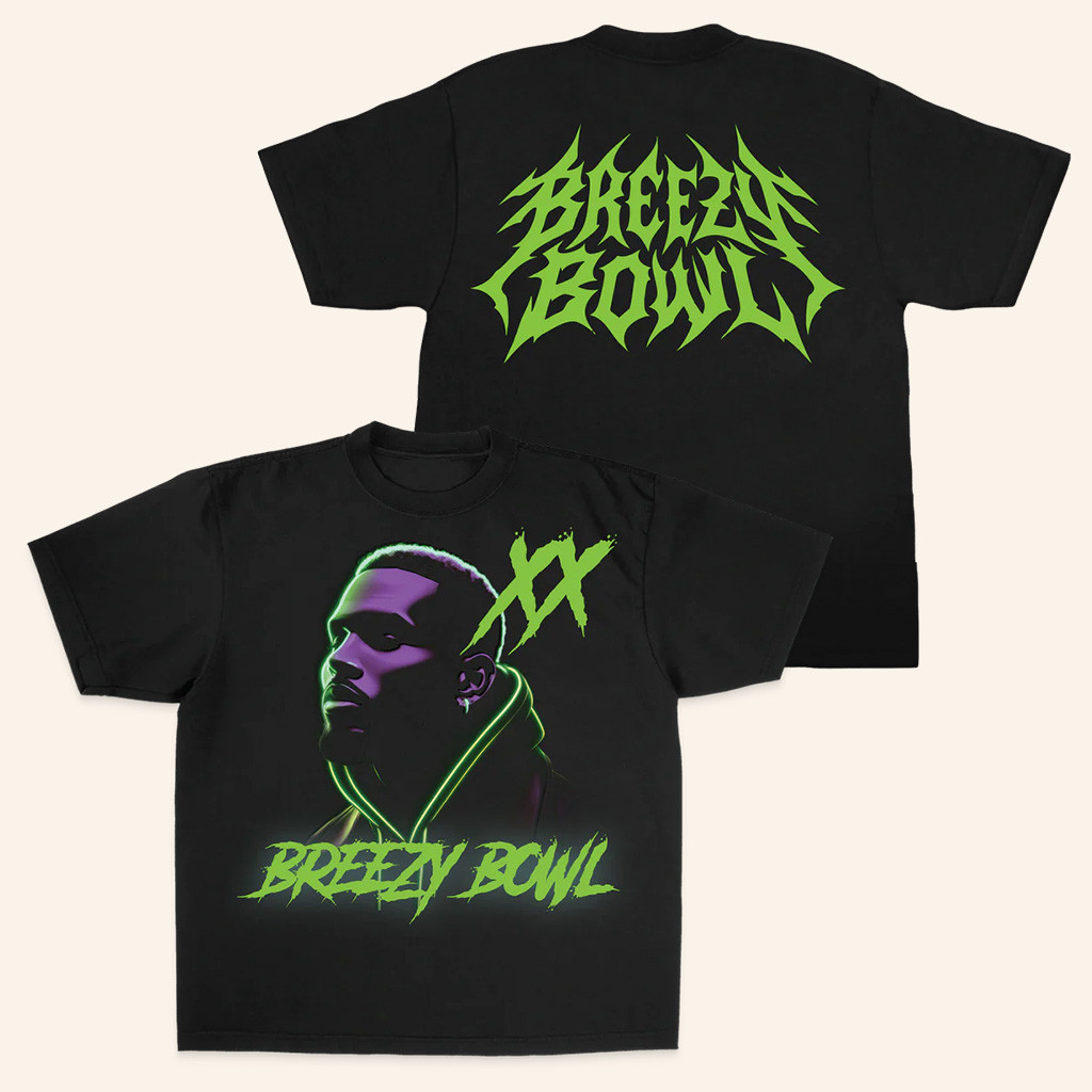 Chris Brown Merch Breezy Bowl Xx Neon Lights SS T-Shirt Gifts For Music Lovers-1