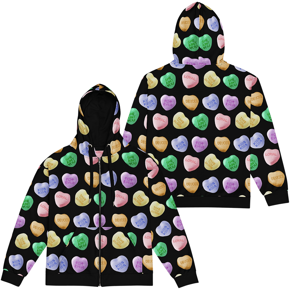 Chris Brown Merch CB Candy Hearts Zip Hoodie Father's Day Presents For Husband-1