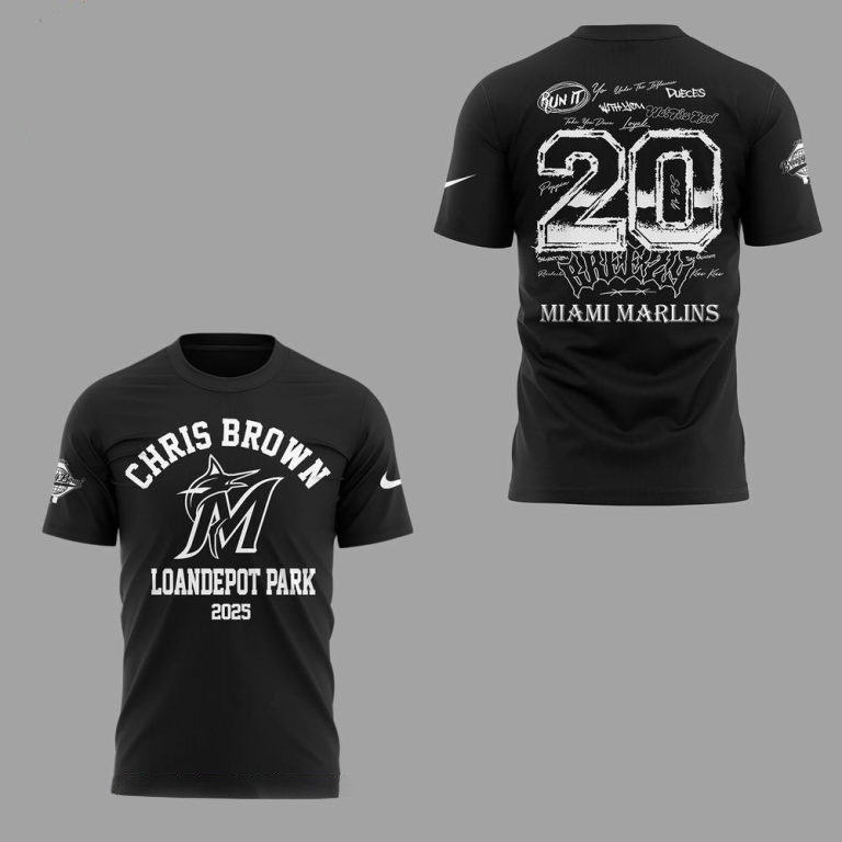 Chris Brown x Miami Marlins Loandepot Park 2025 T-Shirt Fan Merch Gifts For Him-1