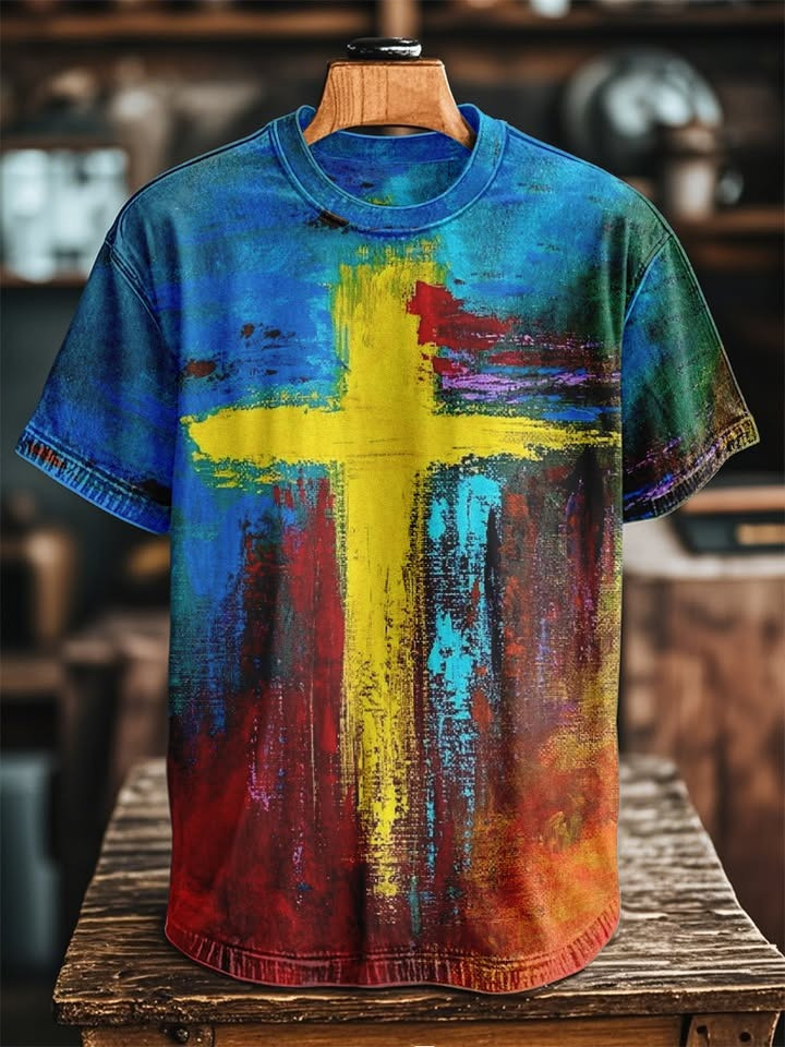 Christ Cross Colorful T-Shirt Christian Apparel Top Father's Day Gifts-1
