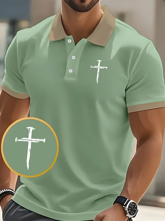 Christ Cross Polo Shirt Men's Christian Clothing Father's Day Gifts For Husband-1