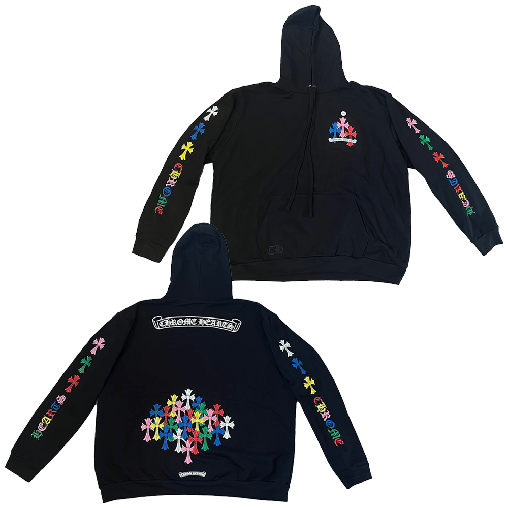 Chrome Hearts Hoodie Black Chrome Hearts Multi Color Cross Hoodie Unique Father's Day Gifts-1 Chrome Hearts Hoodie Black Chrome Hearts Multi Color Cross Hoodie Unique Father's Day Gifts-1