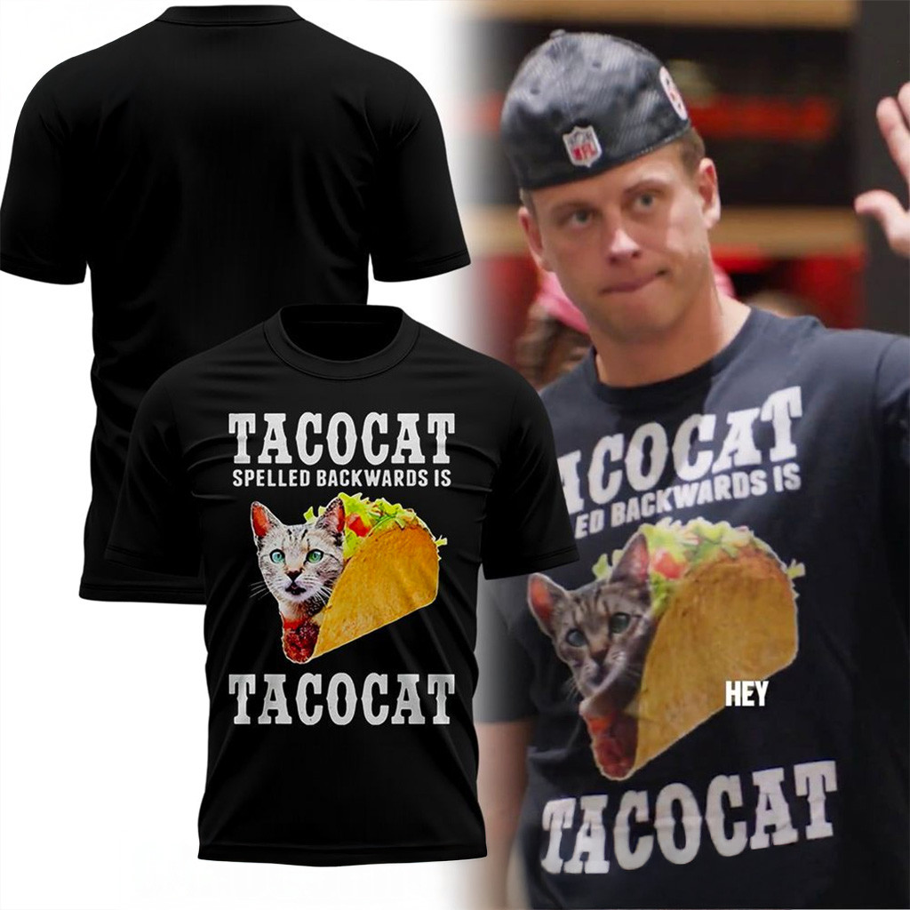 Cincinnati Bengals Joe Burrow Tacocat Spelled Backwards Is Tacocat T Shirt-1