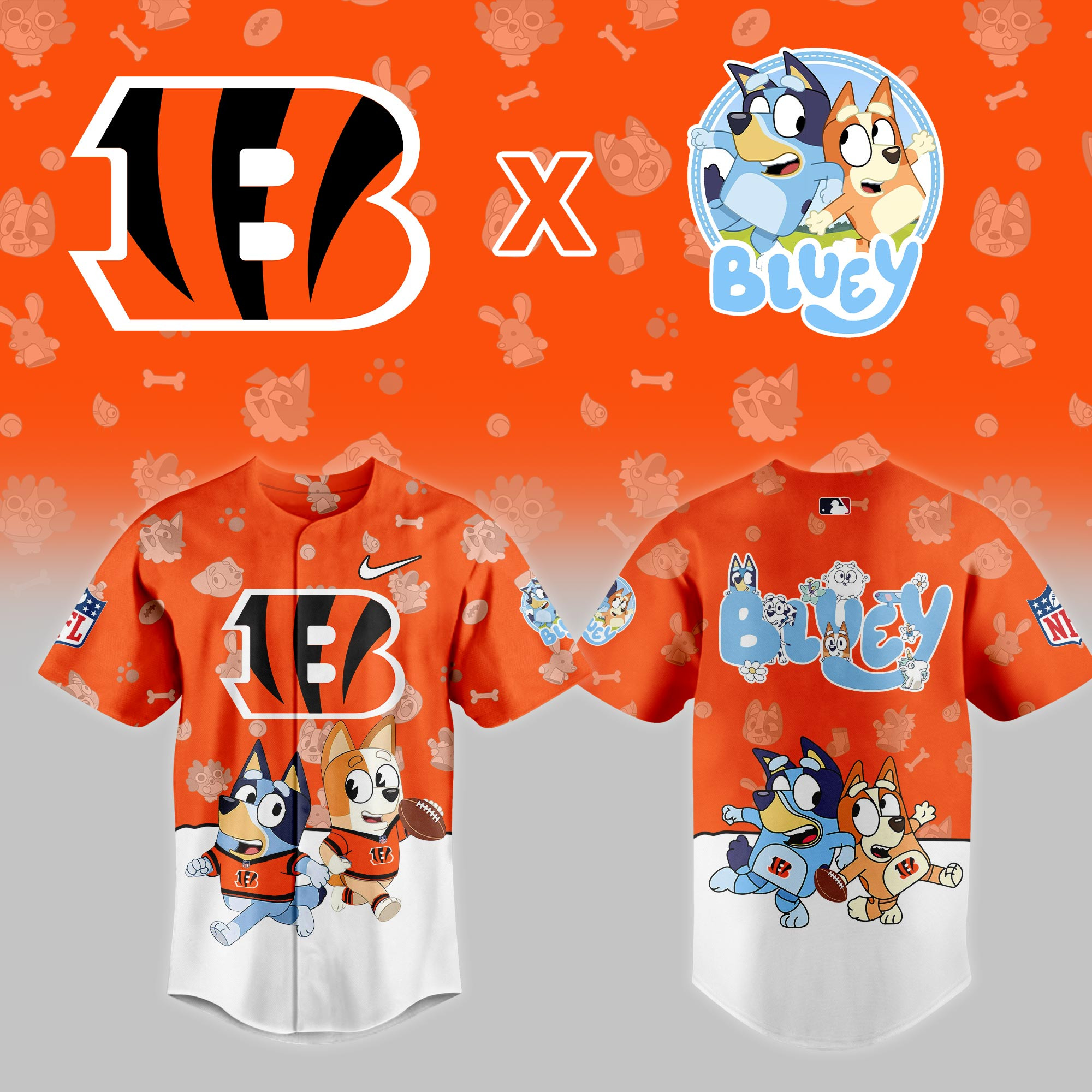 Cincinnati Bengals Nfl X Bluey Night Baseball Jersey For Fans-1 Cincinnati Bengals Nfl X Bluey Night Baseball Jersey For Fans-1
