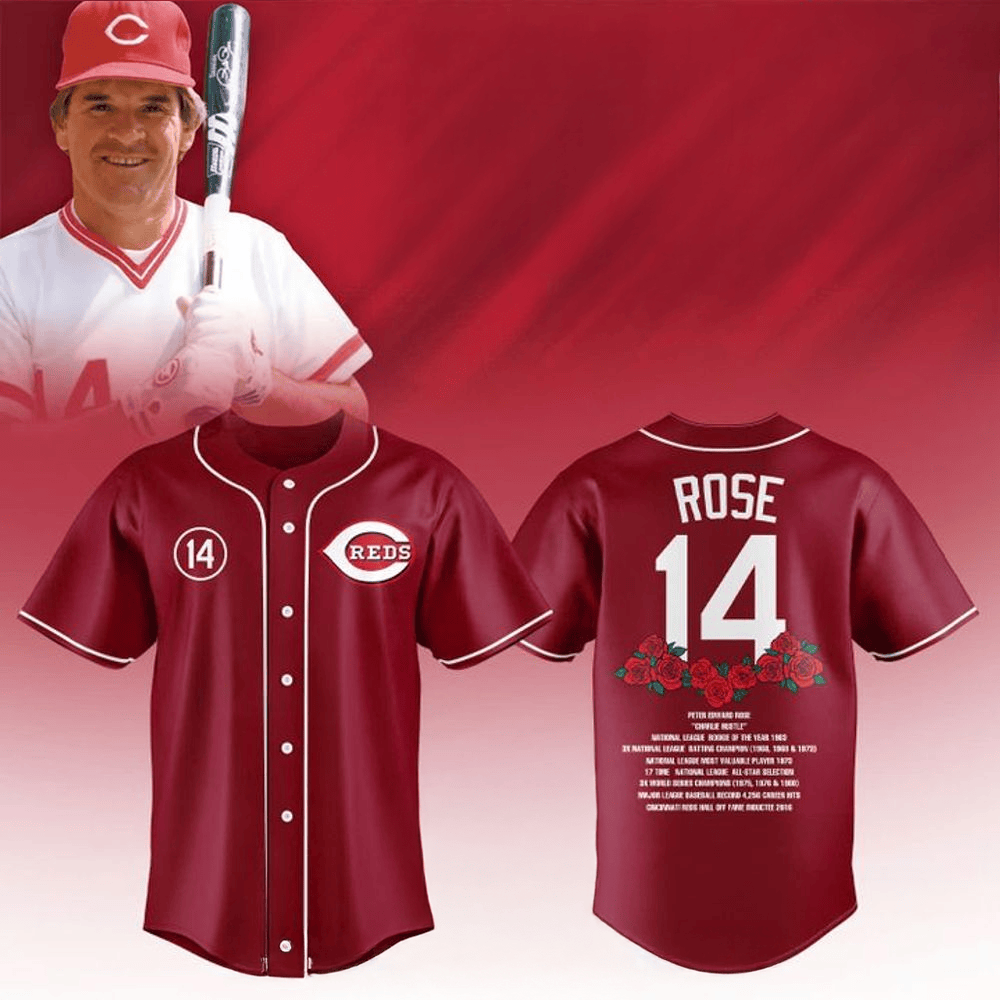 Cincinnati Reds MLB x Pete Rose Night Baseball Jersey 2025 Cincinnati Reds Merch Husband Gifts-1