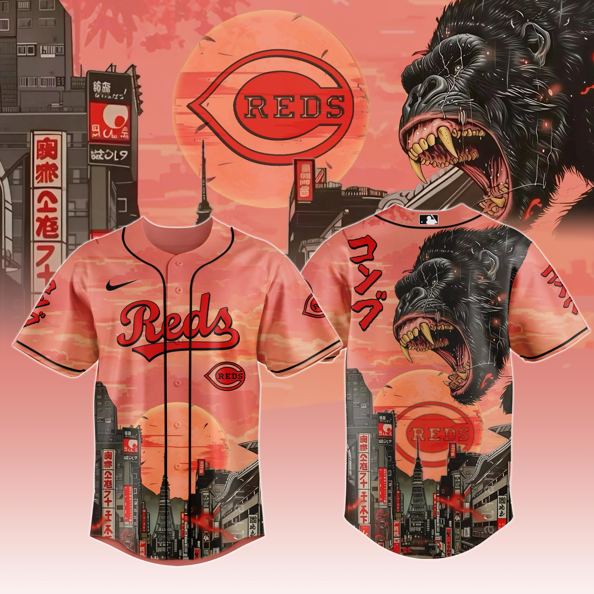 Cincinnati Reds Mlb X Japanese Heritage Kong Baseball Jersey For Fans-1