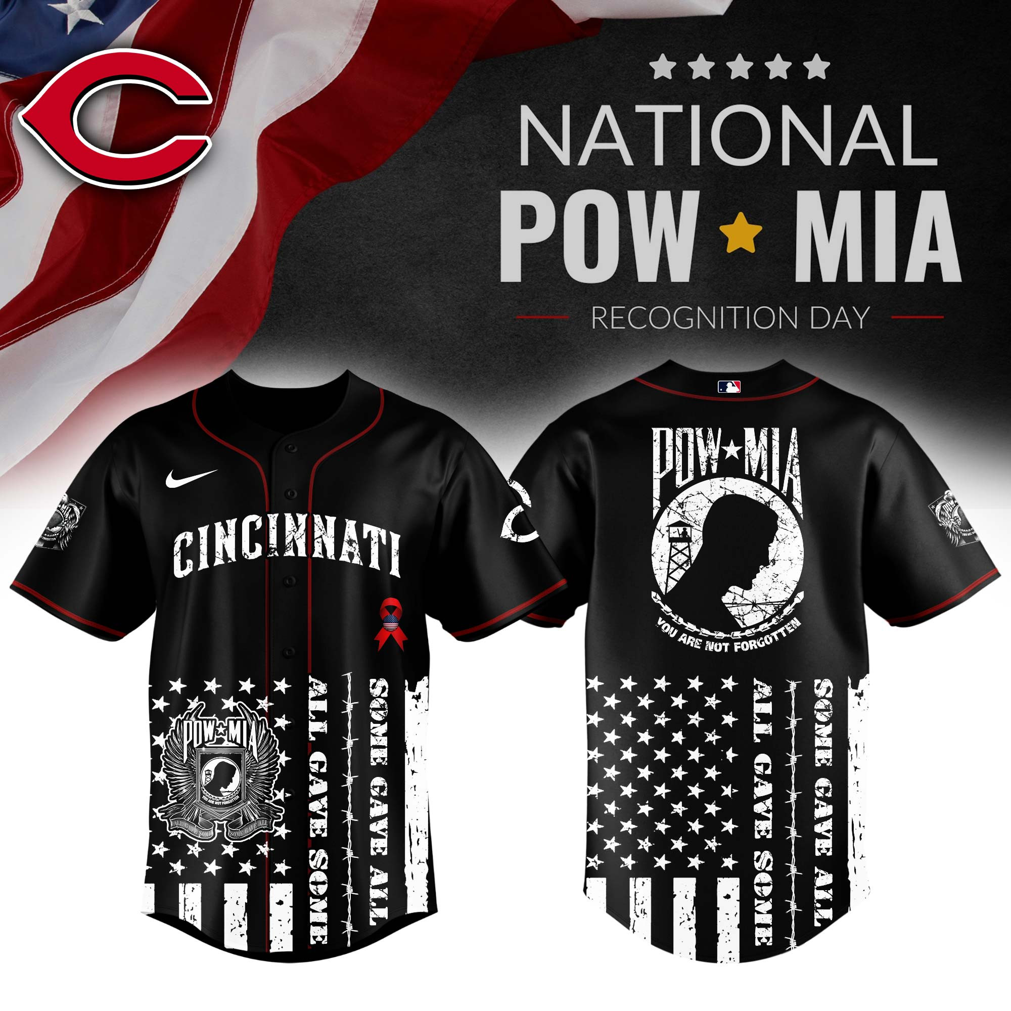 Cincinnati Reds Mlb X National Powmia Recognition Day Baseball Jersey For Fans-1