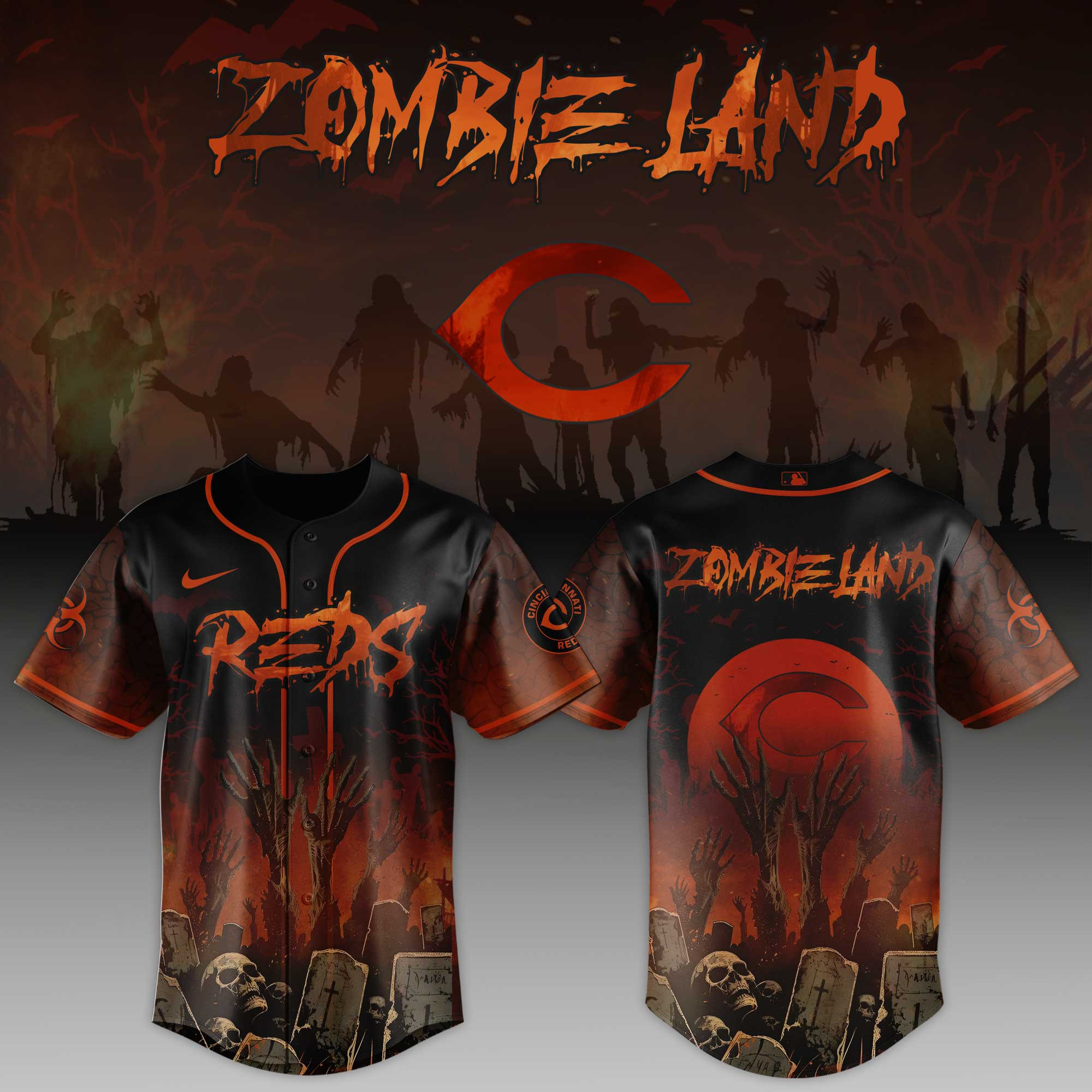 Cincinnati Reds Mlb X Zombie Land Baseball Jersey For Fans-1