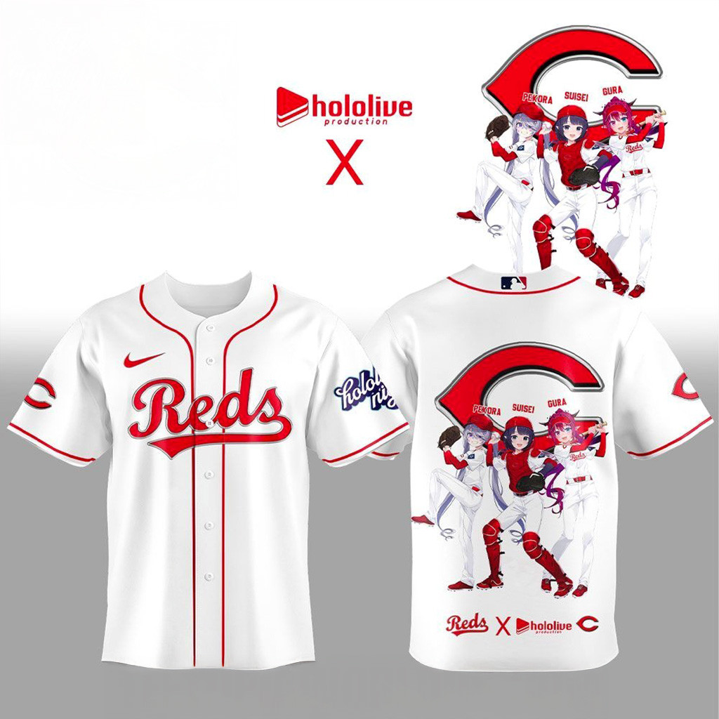 Cincinnati Reds X Hololive Night Collaboration Jersey Cincinnati Reds Merch Dad Gifts-1