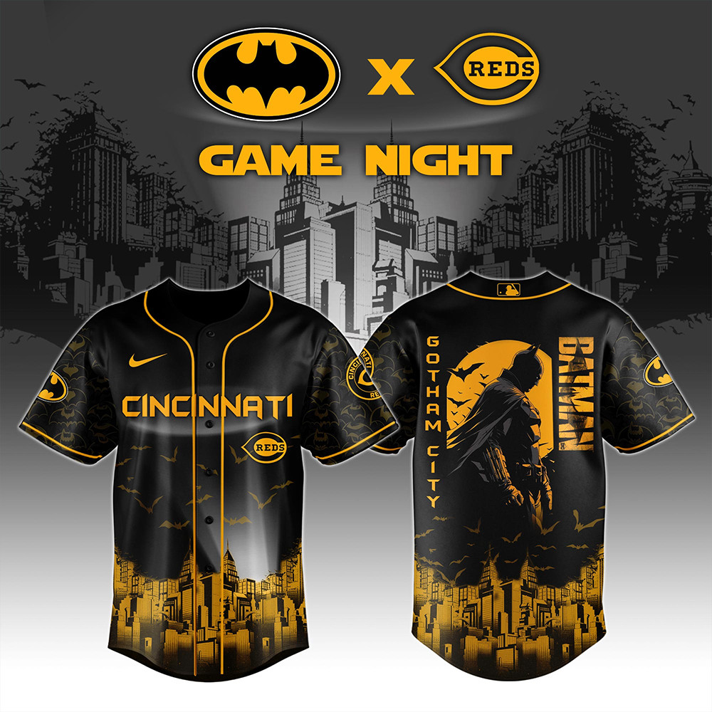 Cincinnati Reds x DC Batman Game Night Jersey Presents For Baseball Fans-1