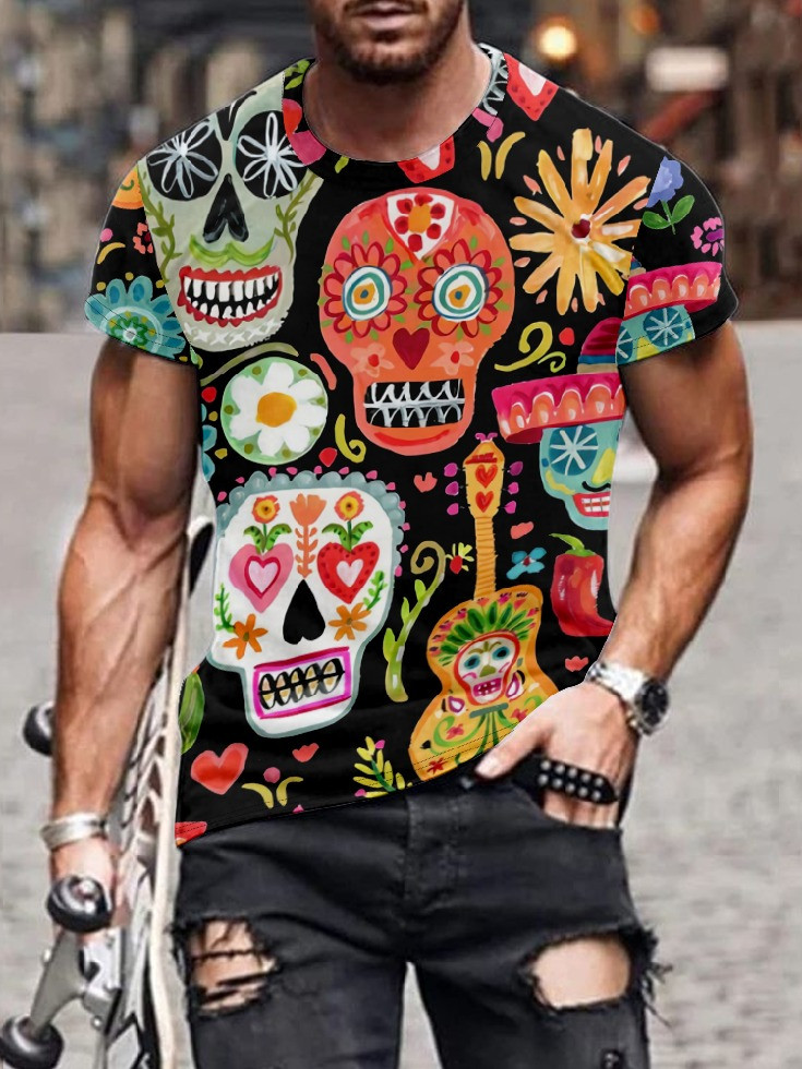 Cinco de Mayo Mexican Skull T-Shirt Gift For Men Women-1