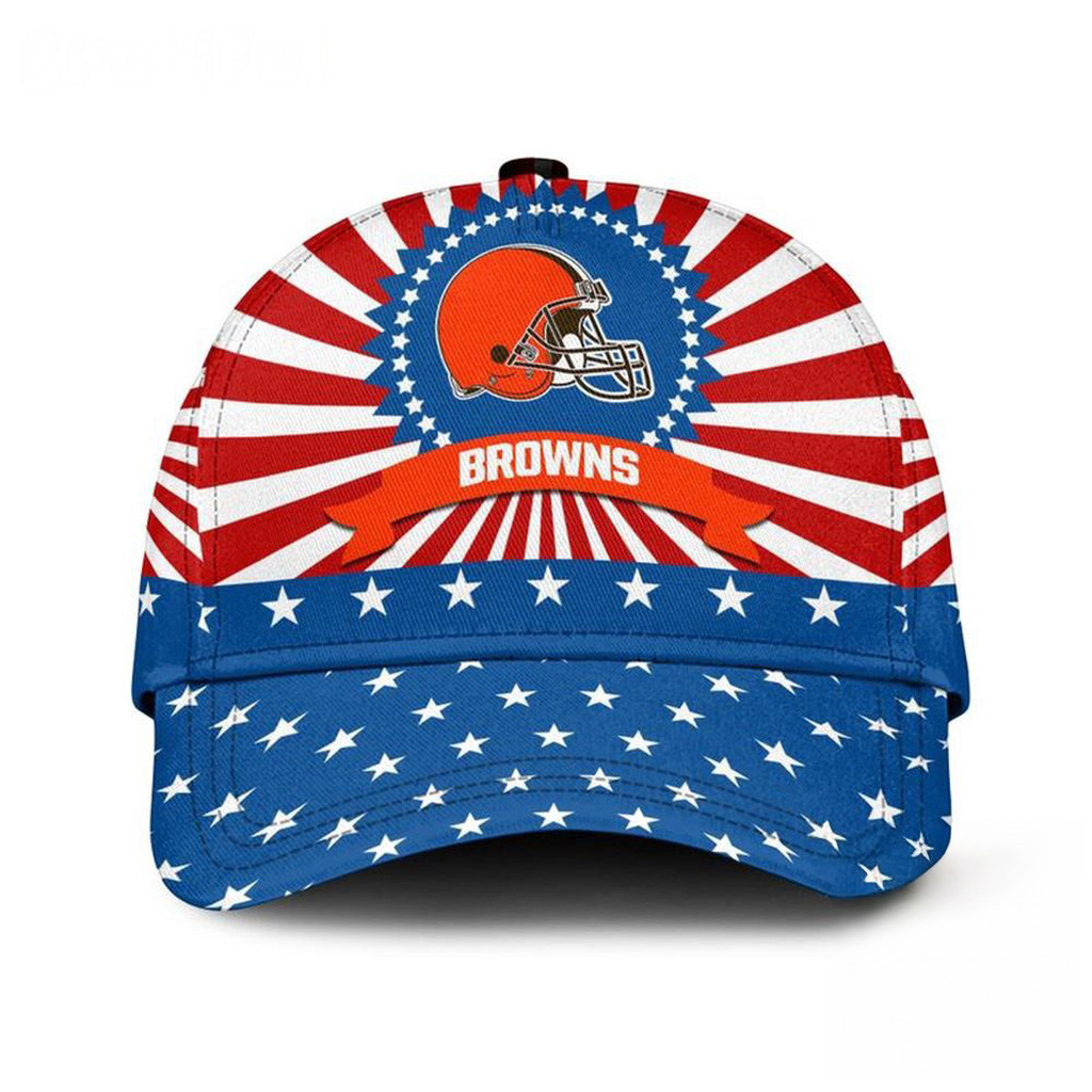 Cleveland Browns American Flag Pattern Independence Day Hat Cleveland Browns Merch Dad Gifts-1