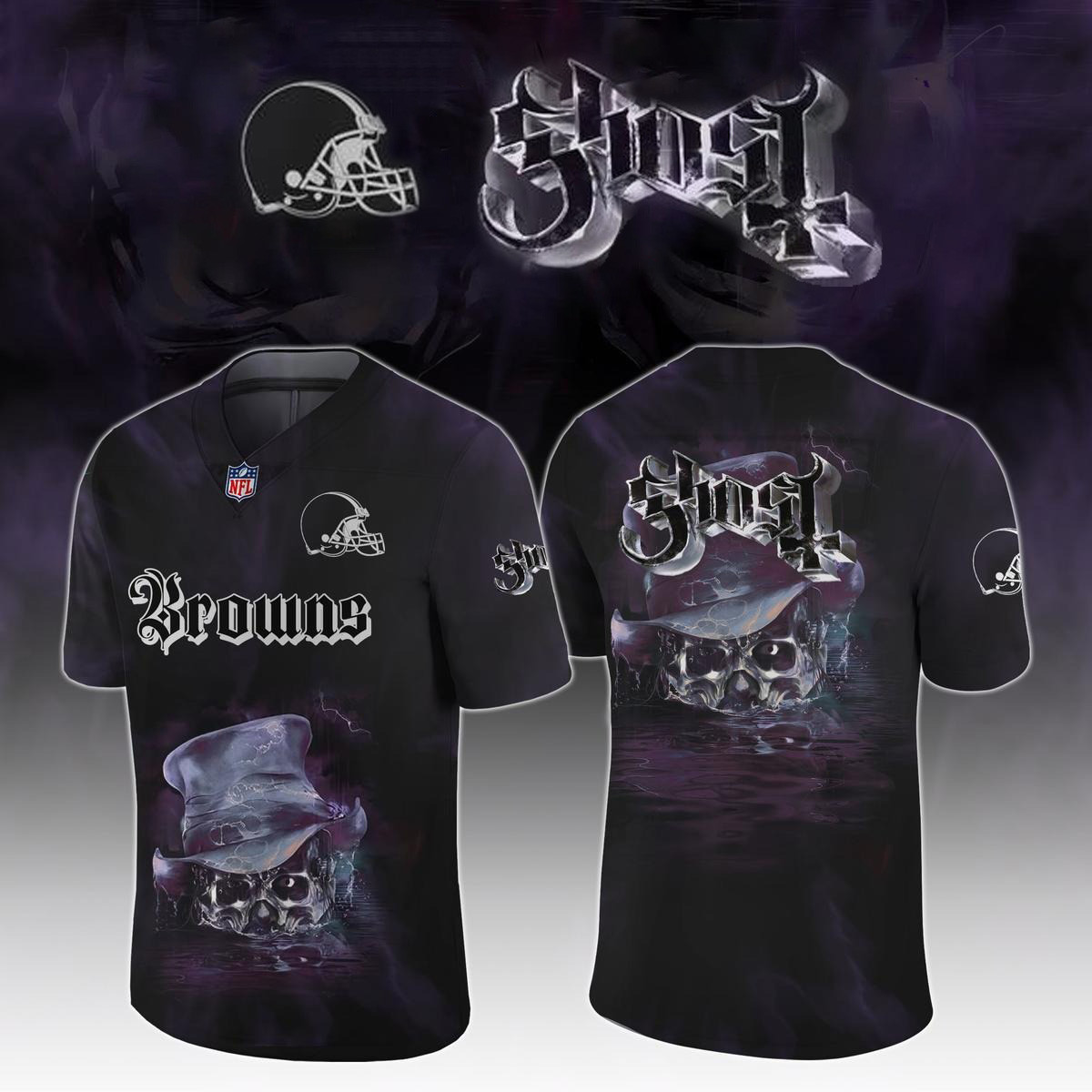 Cleveland Browns Celebration Ghost Skeletour World Tour 2025 Football Jersey Browns Merch-1