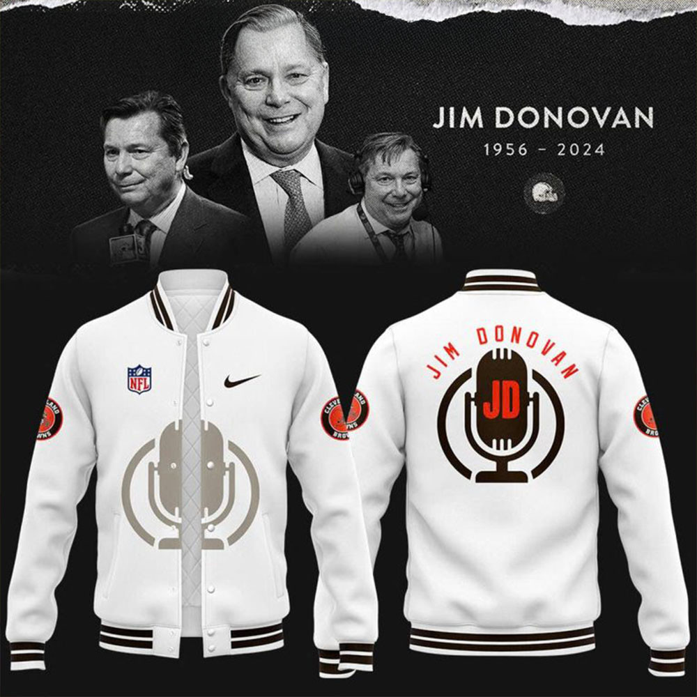 Cleveland Browns Jim Donovan Voice 2024 Baseball Jacket Jim Donovan Merch Best Gifts For Dad-1