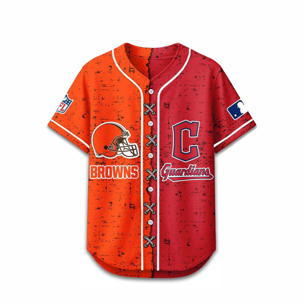 Cleveland Browns Mix Cleveland Guardians Sporty New Design Baseball Jersey Fan Merch Him Gifts-1