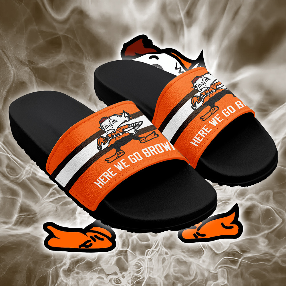 Cleveland Browns Slide Sandals Football Fan Gift Ideas-1