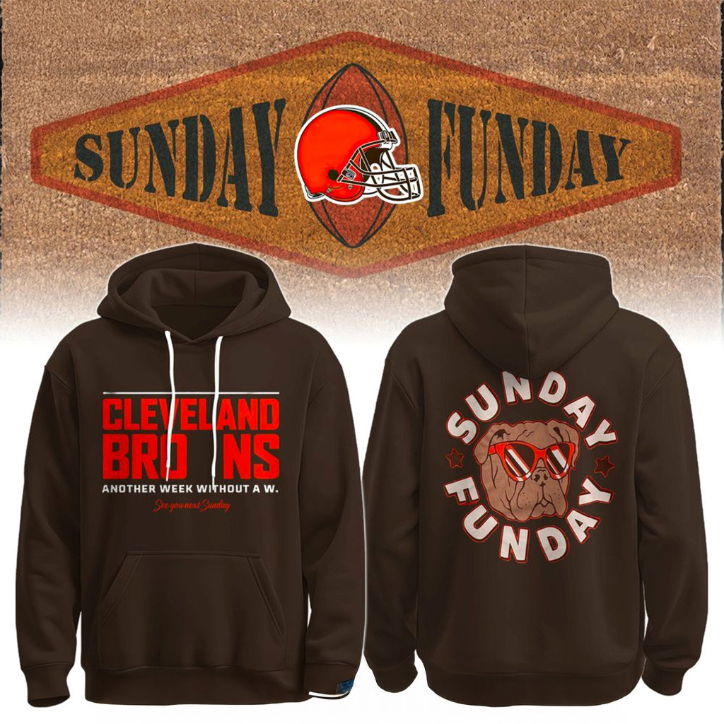 Cleveland Browns Sunday Funday Bulldog Hoodie Browns Merch Christmas Present For Football Lovers-1