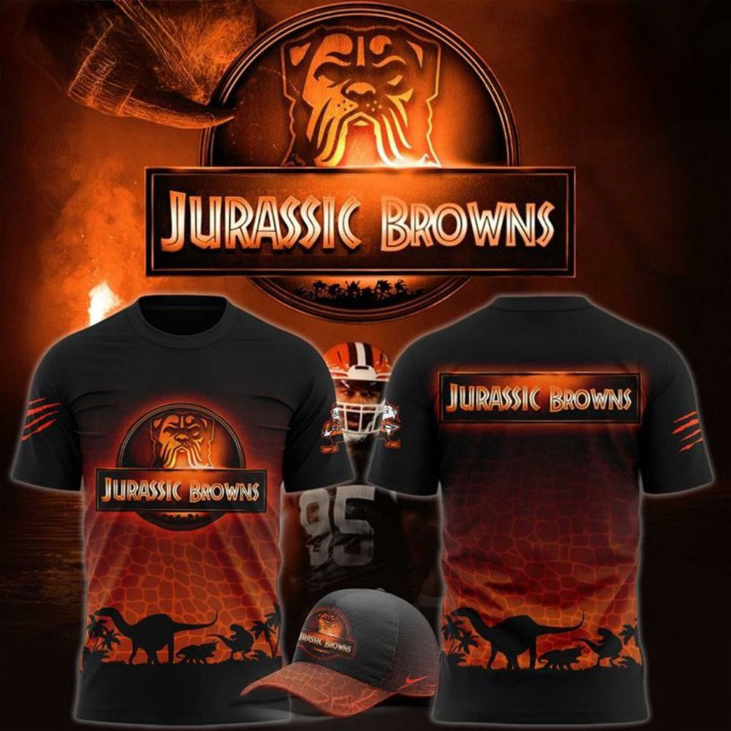 Cleveland Browns x Jurassic Park 2025 Shirt Cleveland Browns Merch Gifts For Husband-1 Cleveland Browns x Jurassic Park 2025 Shirt Cleveland Browns Merch Gifts For Husband-1