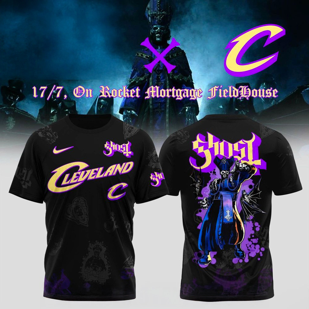 Cleveland Cavaliers X Ghost Band World Tour 2025 T-Shirt Cleveland Cavaliers Merch Gifts For Him-1