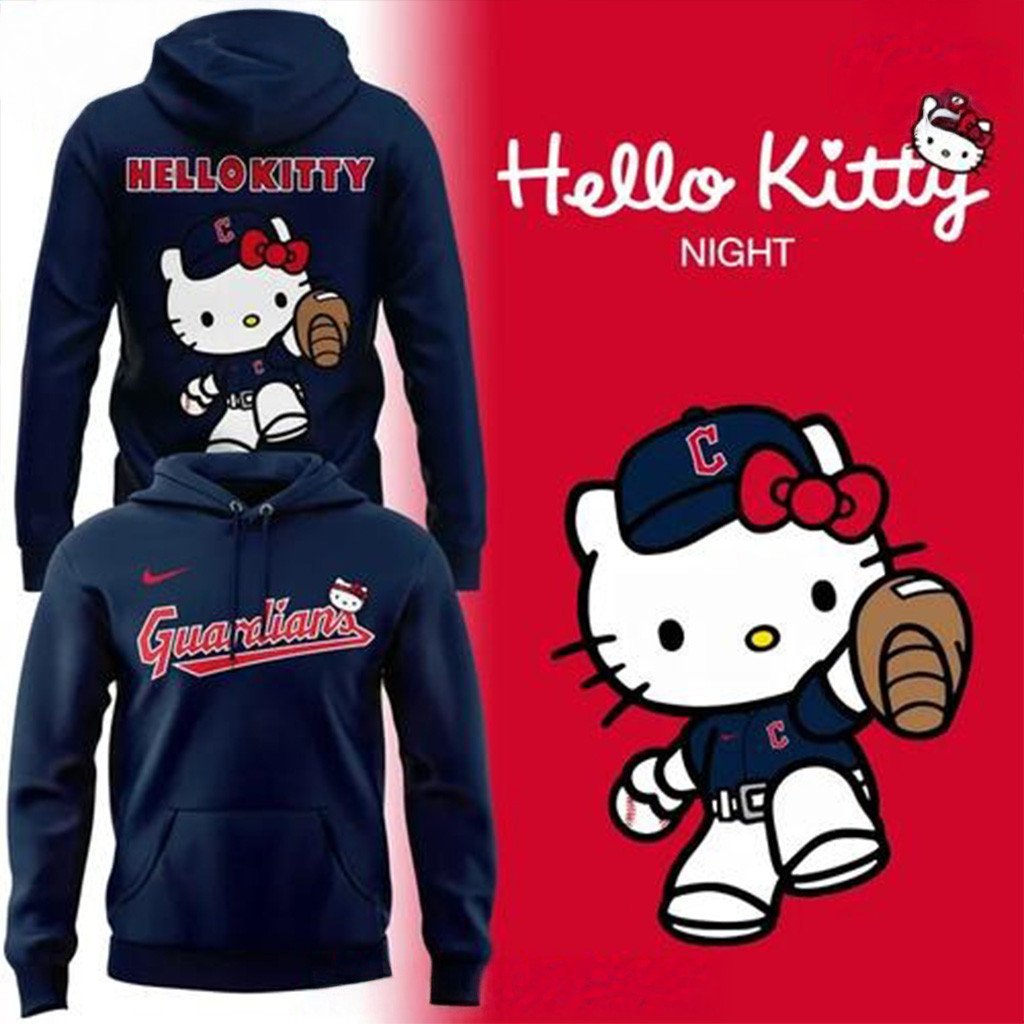 Cleveland Guardians Hello Kitty Night Hoodie Cleveland Guardians Merch Dad Gifts-1