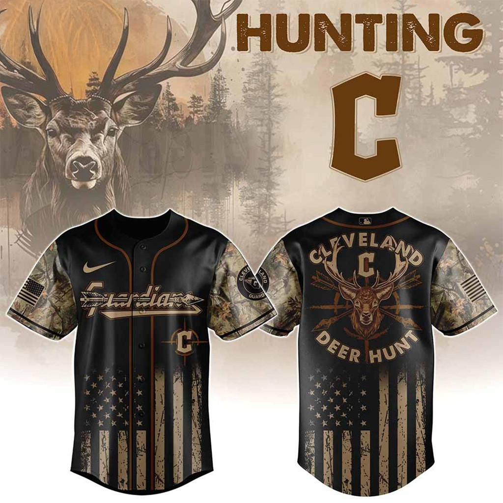 Cleveland Guardians MLB X Deer Hunting Baseball Jersey Guardians Merch Dad Gifts-1