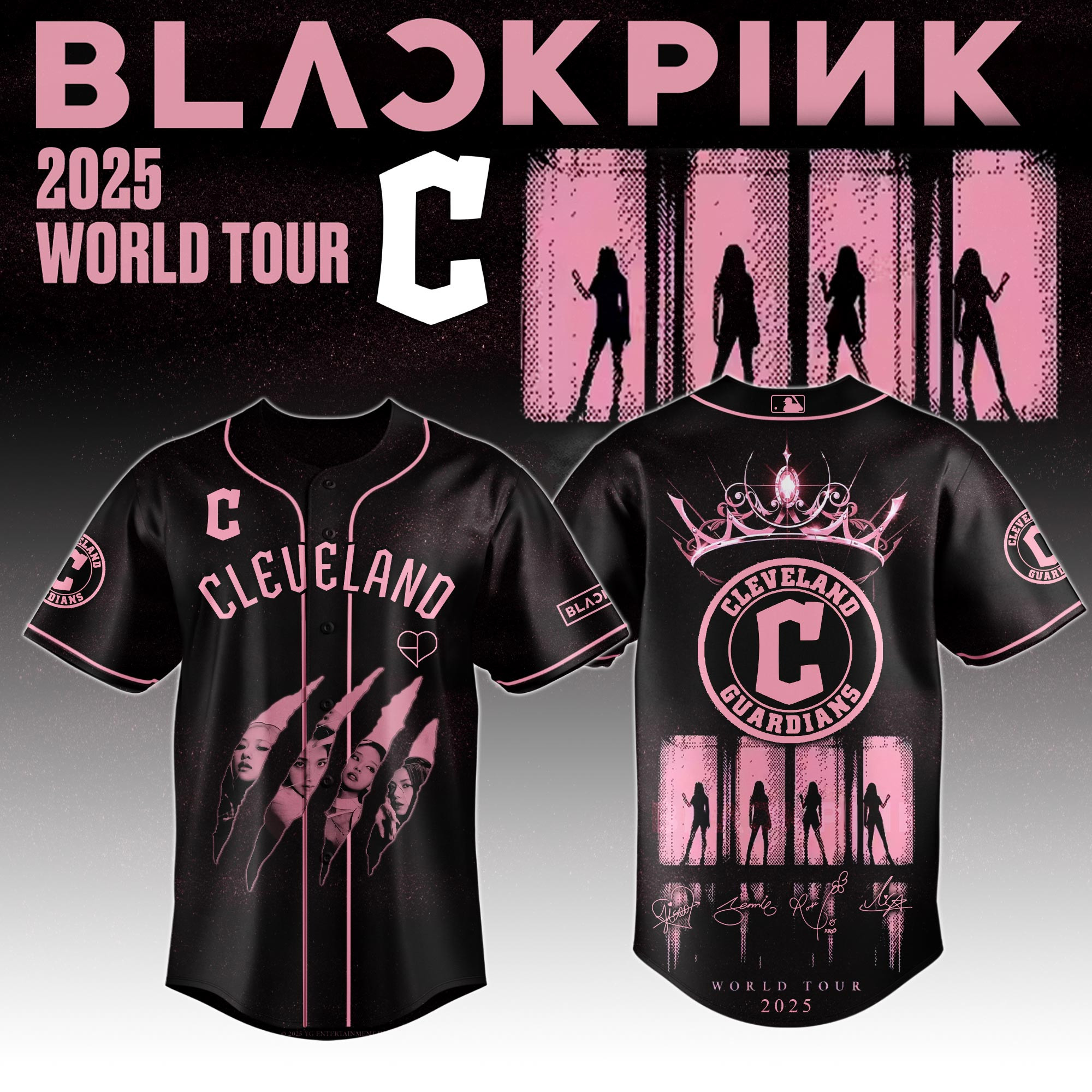 Cleveland Guardians Mlb X Black Pink World Tour Baseball Jersey For Fans Guardians Merch-1