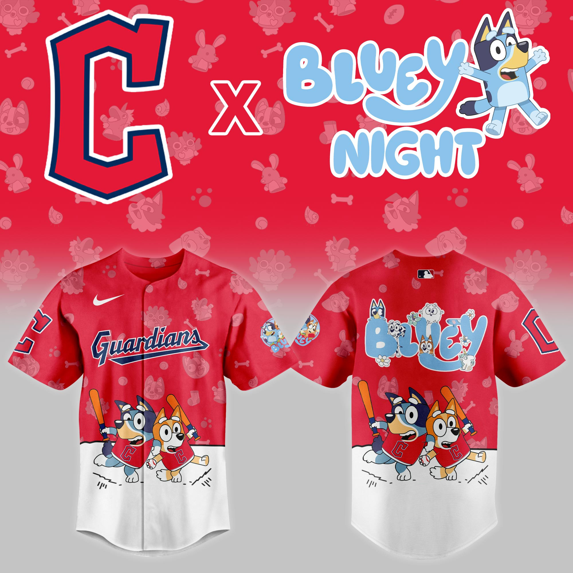Cleveland Guardians Mlb X Bluey Night Baseball Jersey For Fan-1