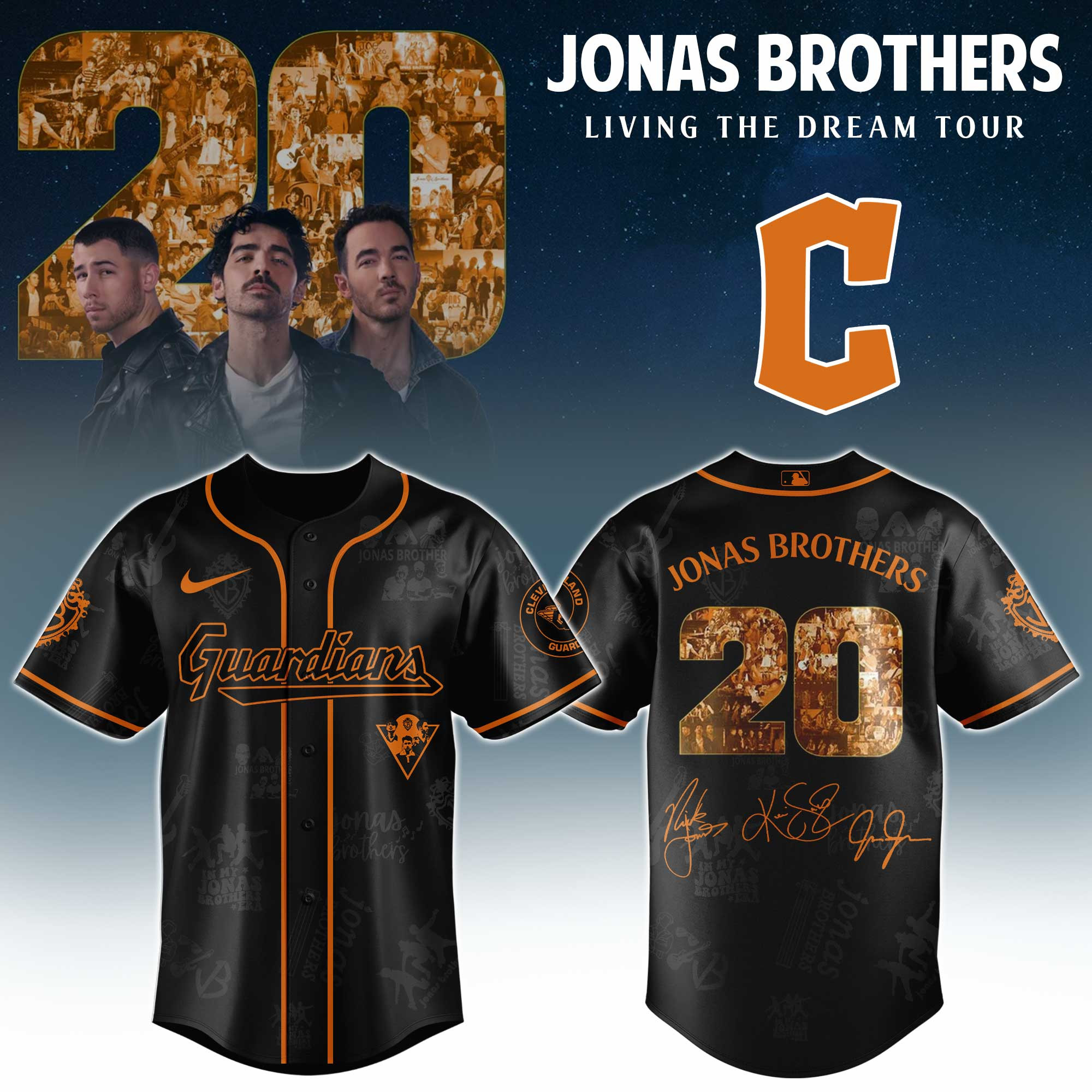 Cleveland Guardians Mlb X Jonas Brothers Tour Personalized Baseball Jersey For Fans-1