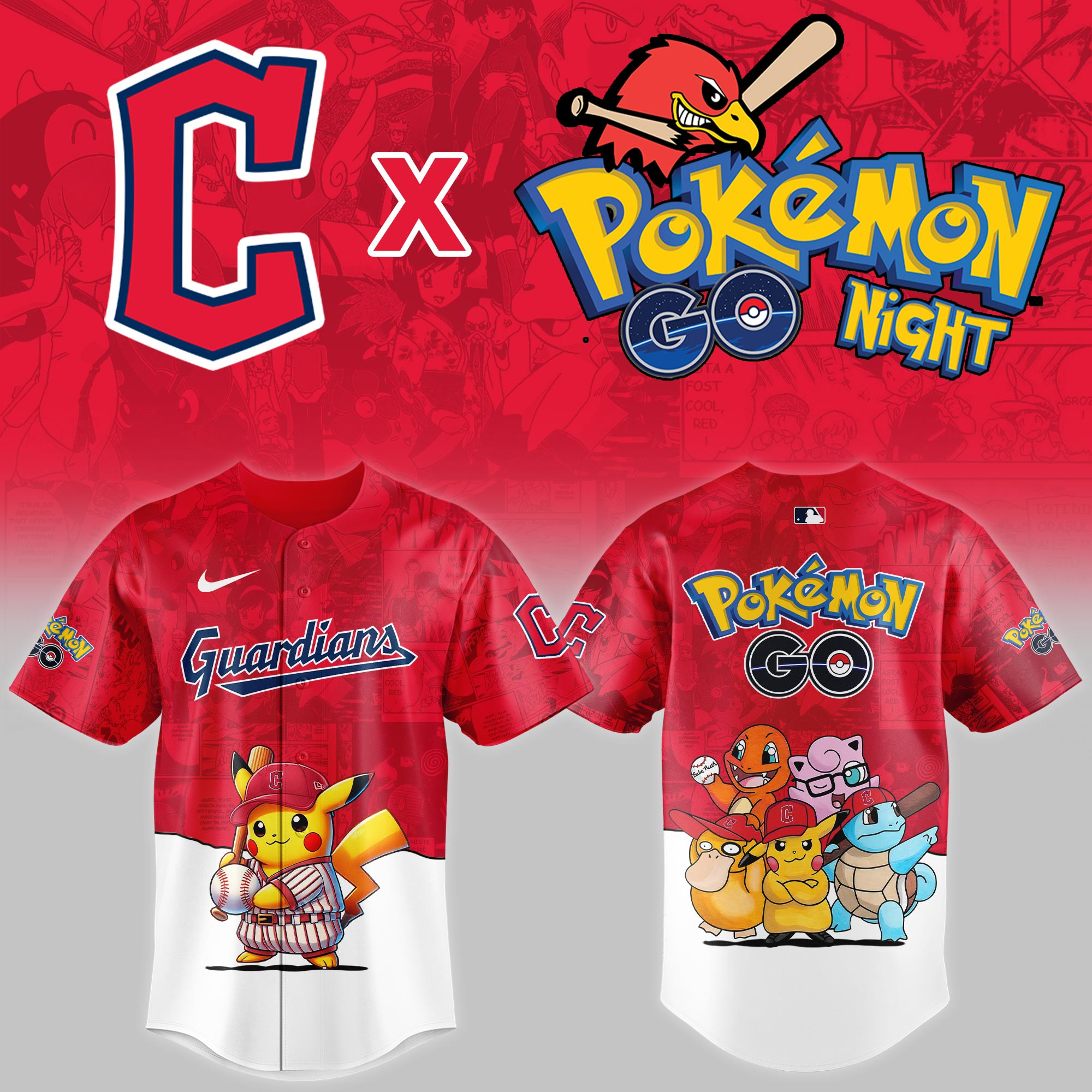 Cleveland Guardians Mlb X Pokemon Go Night Baseball Jersey For Fan-1