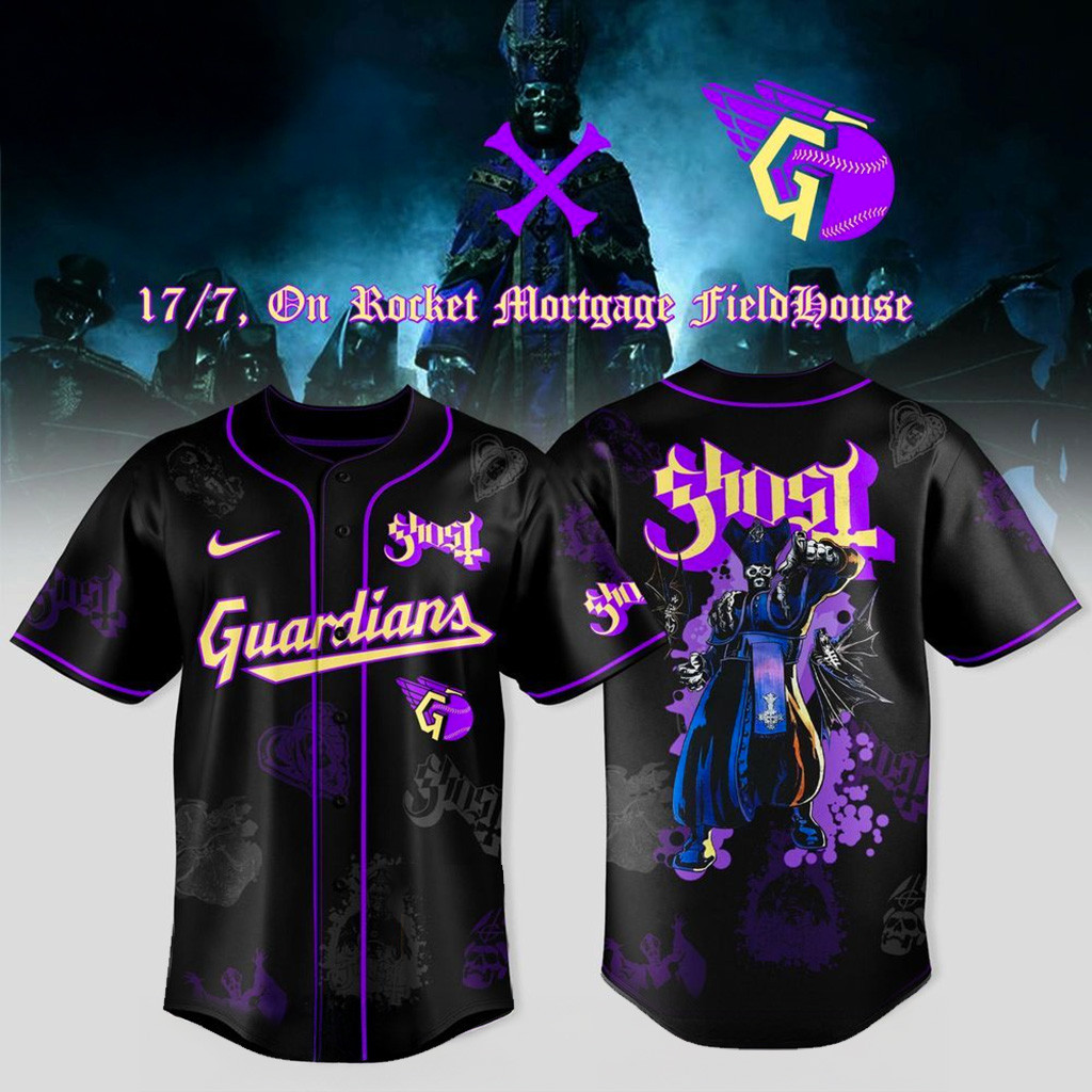 Cleveland Guardians X Ghost Band World Tour 2025 Baseball Jersey Cleveland Guardians Merch-1