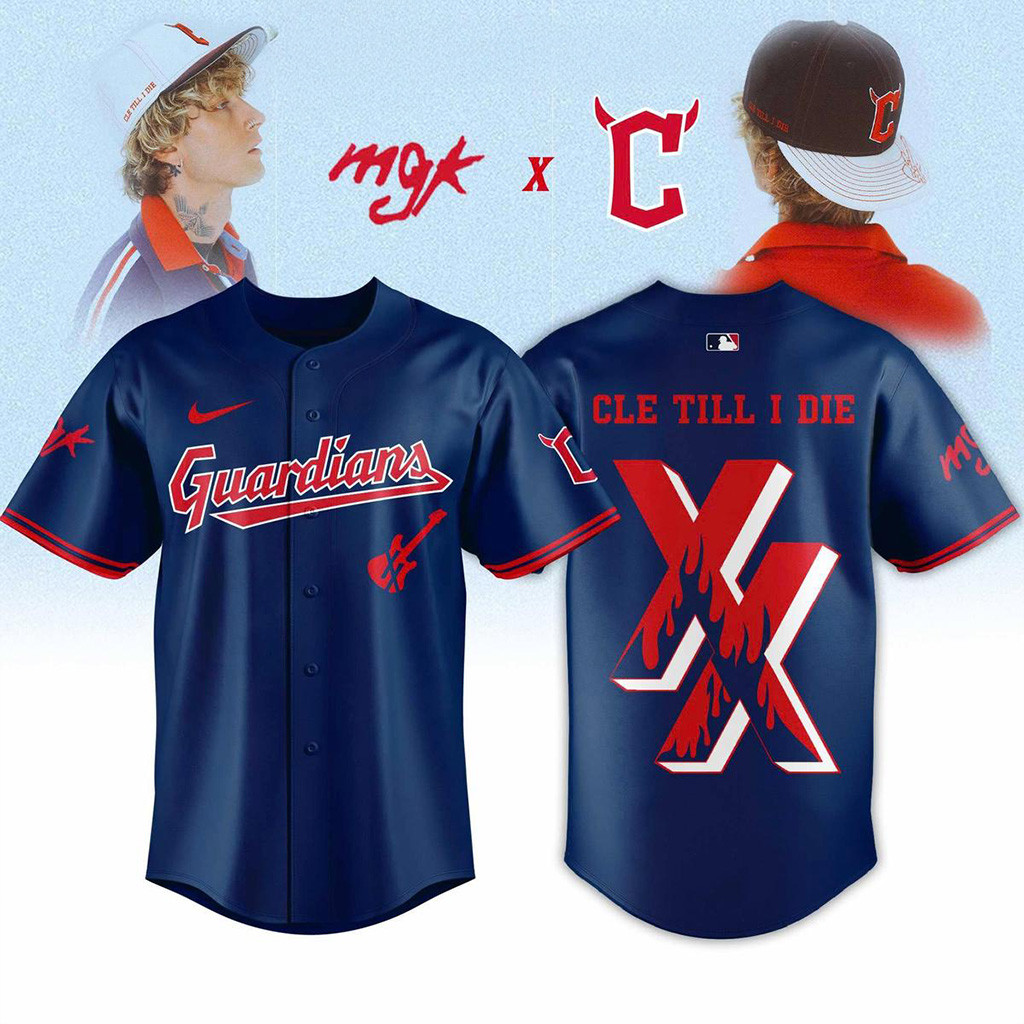 Cleveland Guardians X Machine Gun Kelly Cle Till I Die Navy Jersey Cleveland Guardians Merch-1