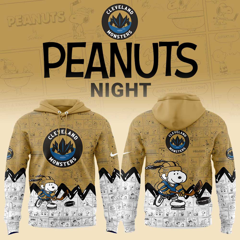 Cleveland Monsters 75th Anniversary of Peanuts Hoodie Gifts For Hockey Fan-1