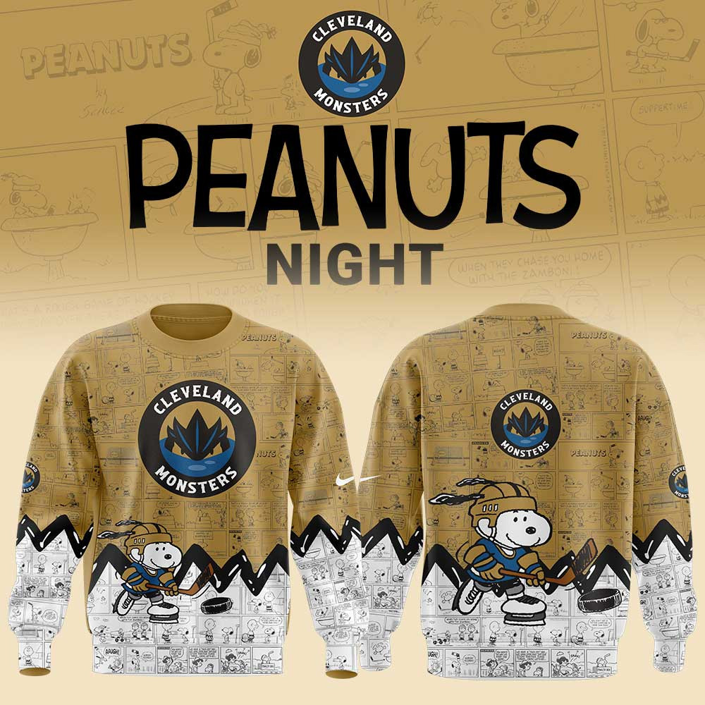 Cleveland Monsters 75th Anniversary of Peanuts Sweatshirt Gifts For Hockey Fan-1