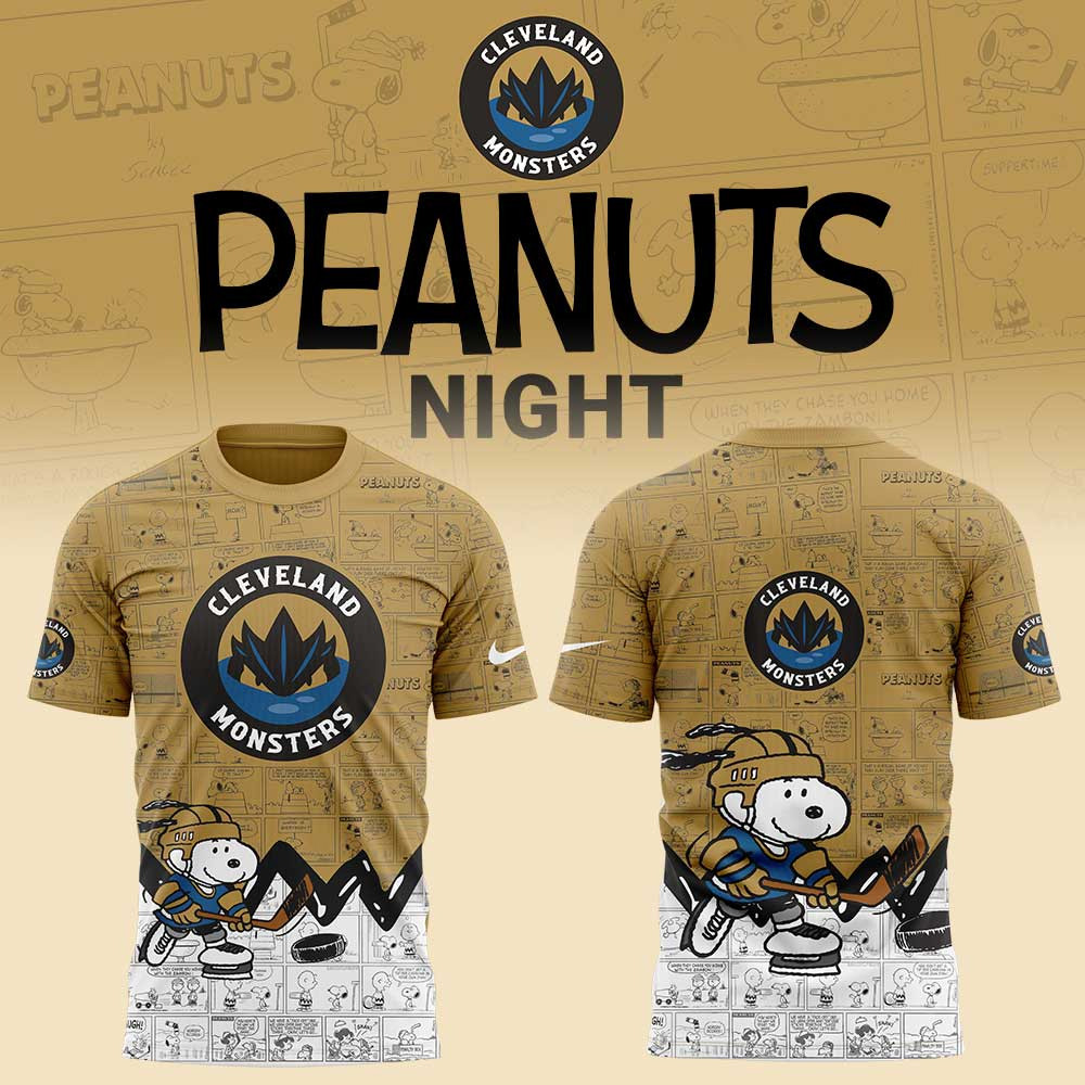 Cleveland Monsters 75th Anniversary of Peanuts T-Shirt Gifts For Hockey Fan-1 Cleveland Monsters 75th Anniversary of Peanuts T-Shirt Gifts For Hockey Fan-1