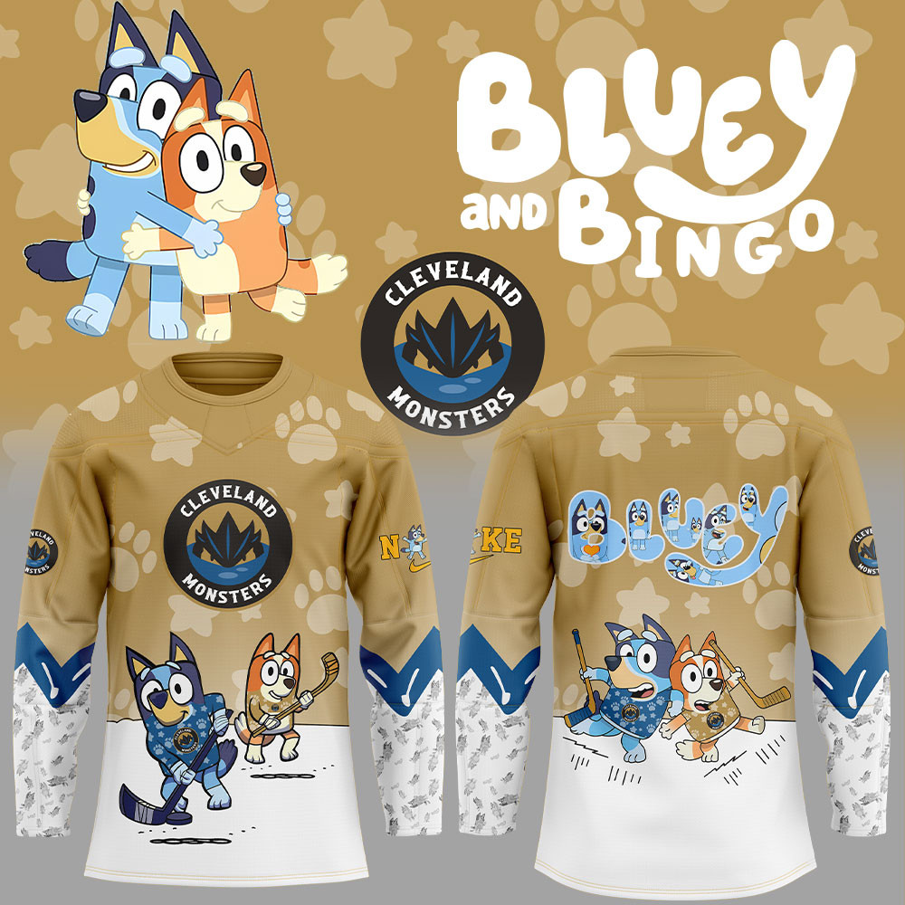 Cleveland Monsters Bluey And Bingo Jersey Unique Gifts For Hockey Fans-1