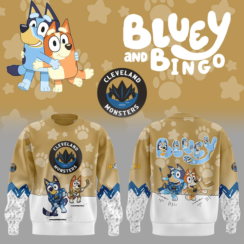 Cleveland Monsters Bluey And Bingo Sweatshirt Unique Gifts For Hockey Fans-1