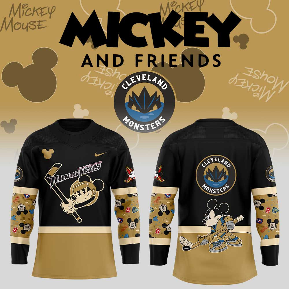 Cleveland Monsters Mickey And Friends Uniform Jersey Gifts For Ice Hockey Fans-1