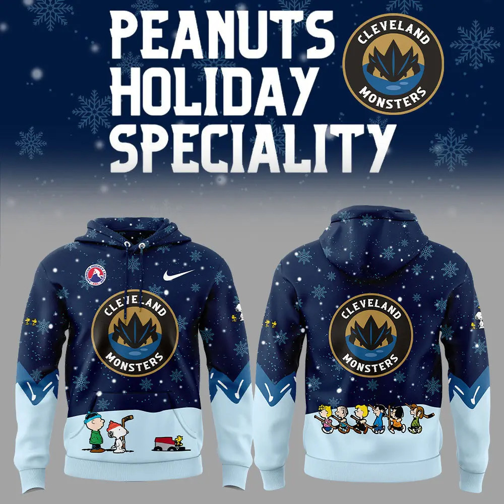 Cleveland Monsters Peanuts And Snoopy Nike Hoodie Gifts For Hockey Enthusiasts-1