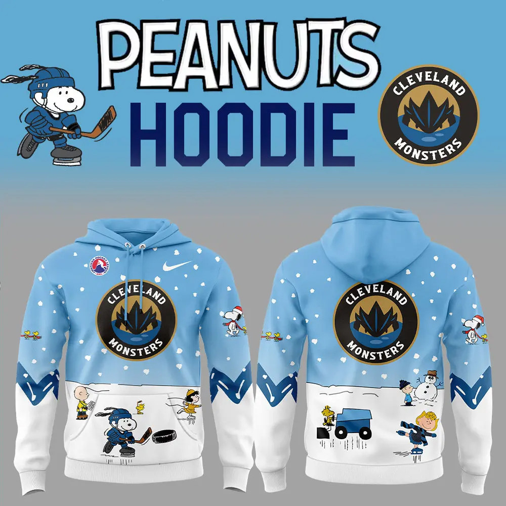 Cleveland Monsters Peanuts And Snoopy Nike Hoodie Great Gifts For Hockey Fans-1