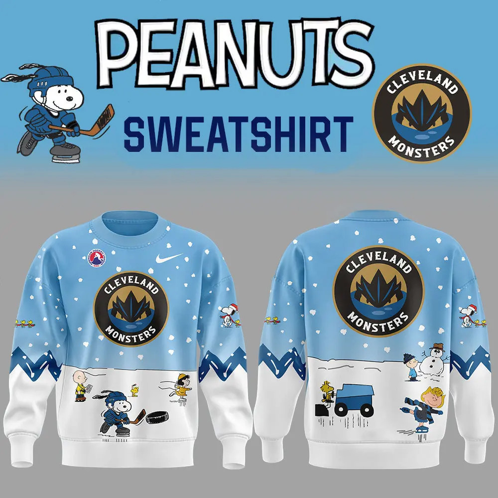 Cleveland Monsters Peanuts And Snoopy Nike Sweatshirt Cool Gifts For Hockey Fans-1