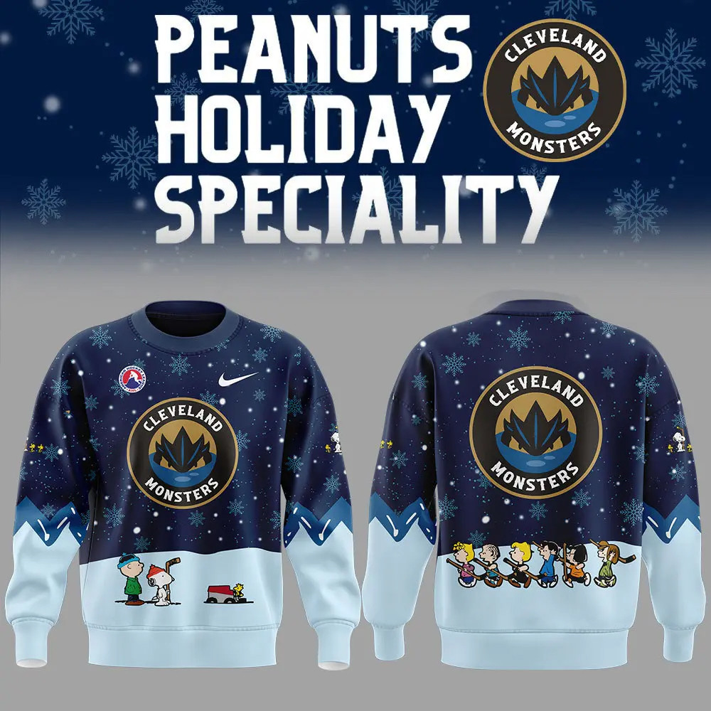 Cleveland Monsters Peanuts And Snoopy Nike Sweatshirt Gifts For Hockey Enthusiasts-1