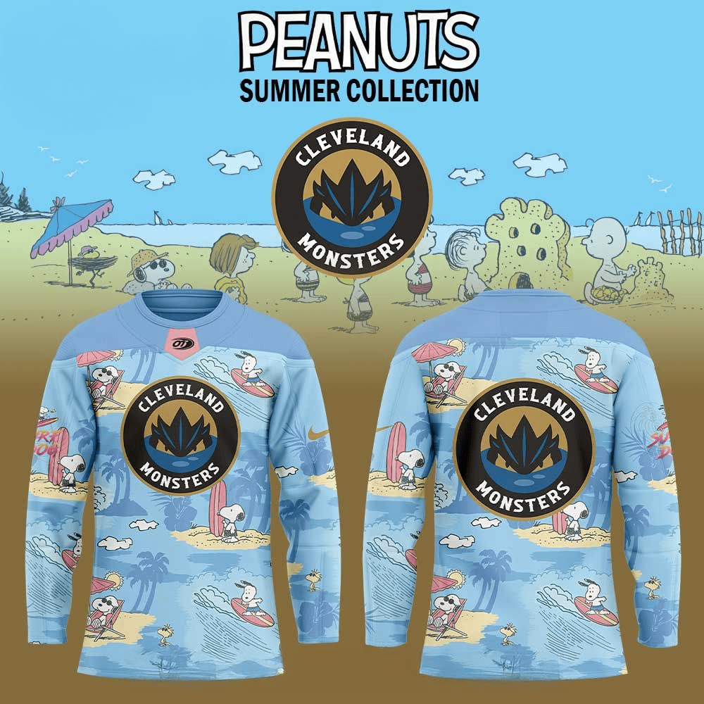 Cleveland Monsters Peanuts Summer Collection Long Sleeve Shirt Cleveland Monsters Merch-1