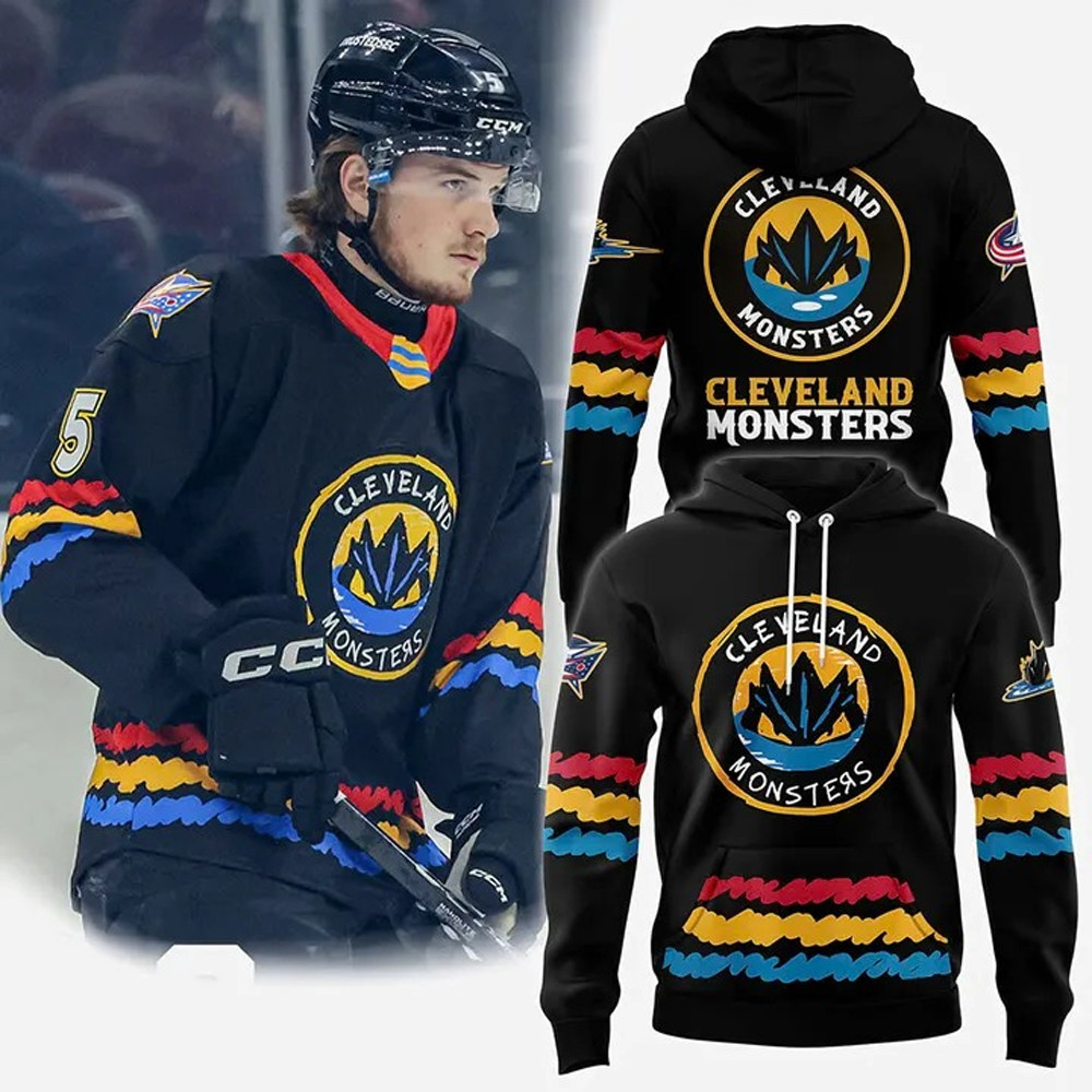 Cleveland Monsters X Babies And Children's Night Hoodie NHL Gifts For Fans-1