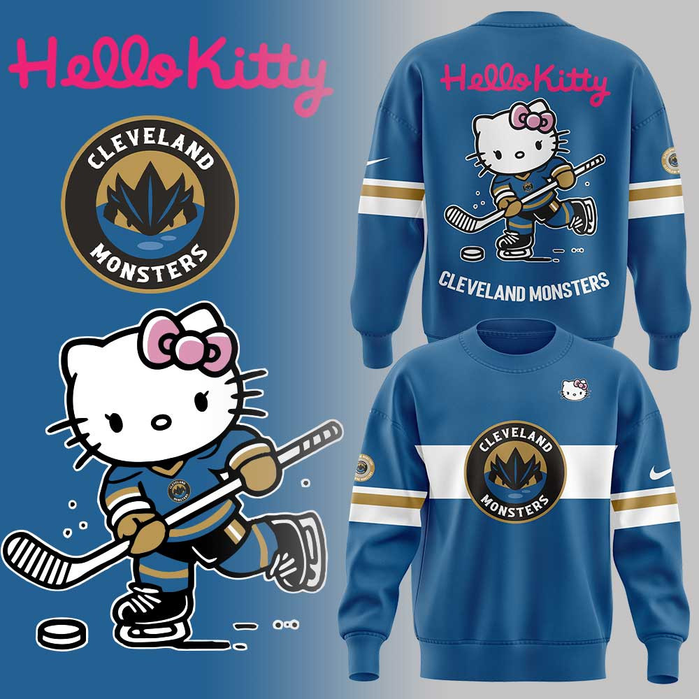 Cleveland Monsters x Hello Kitty Sweatshirt Presents For Hockey Lovers-1