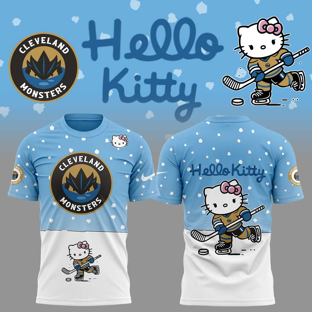 Cleveland Monsters x Hello Kitty T-Shirt Gifts For Hockey Fan-1