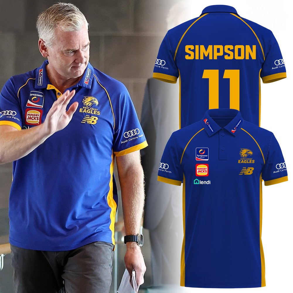 Coach Adam Simpson West Coast Eagles Polo Shirt Adam Simpson Merch Father's Day Gifts For Grandpa-1