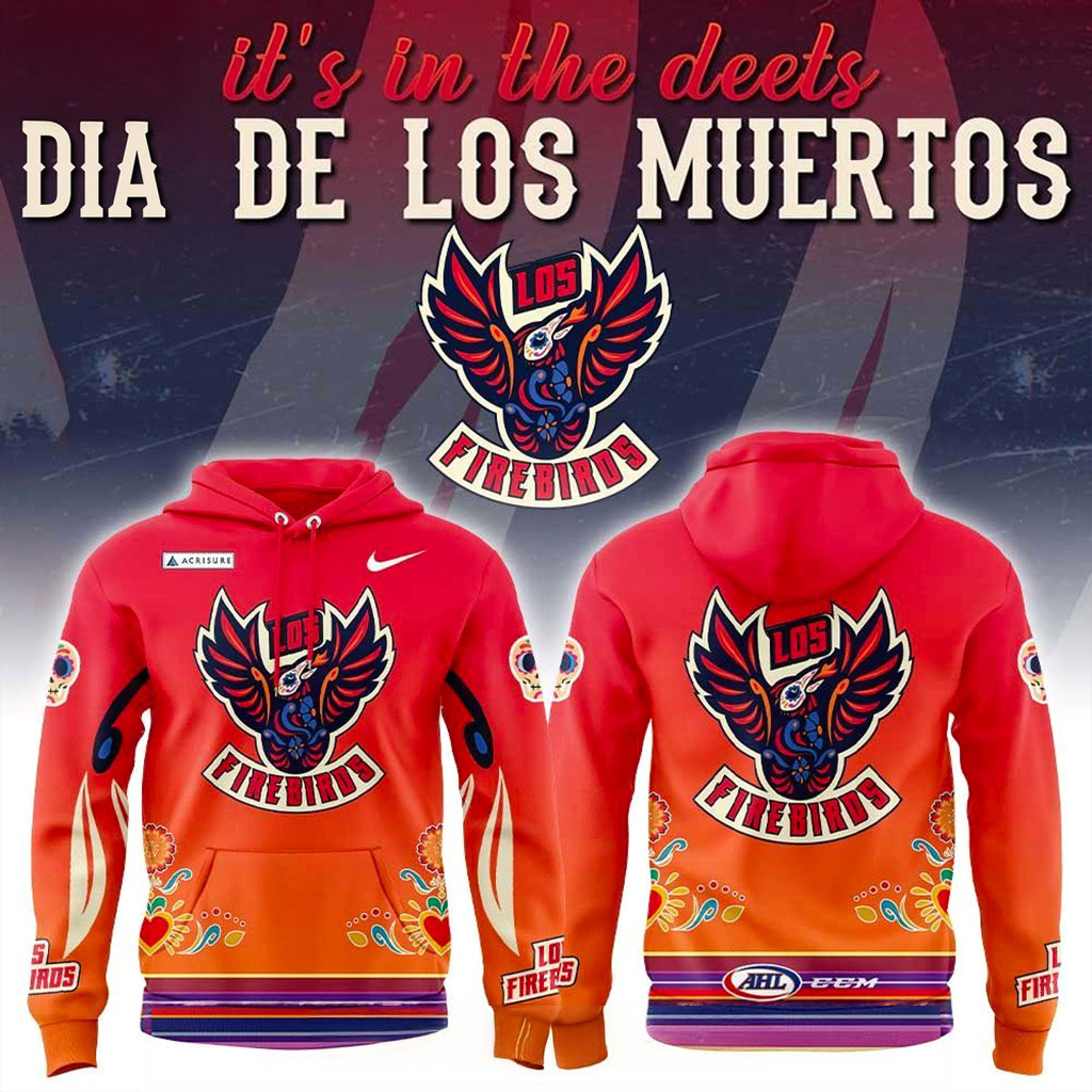 Coachella Valley Firebirds x Dia De Los Muertos Hoodie Firebirds Merch Gifts For Ice Hockey Fans-1