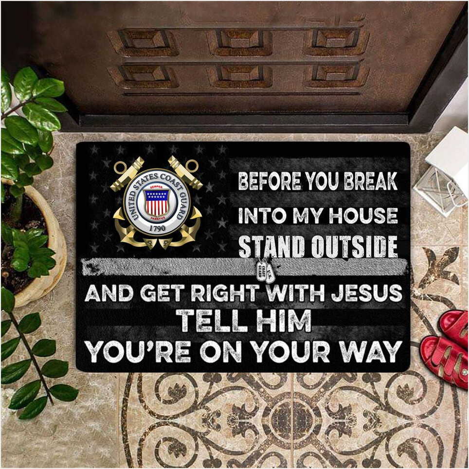 Coast Guard Before You Break Into My House Doormat USCG Logo Unique Decorative Front Mat-1